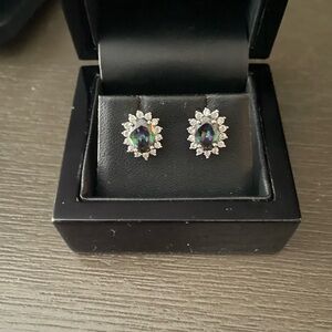 Elegant Silver and Black Gemstone Earrings